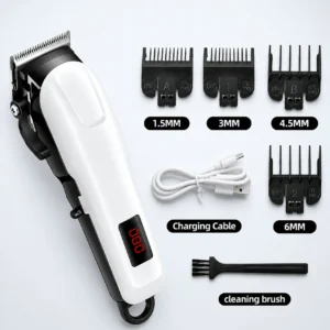 MynxeHTC Perfect for Personal & Salon Use with Durable Build Premium Grooming Accessories Fully Waterproof Trimmer 135 min  Runtime 5 Length Settings (White) for Personal & Salon Use with Durable Build Premium Grooming Accessories Fully Waterproof Trimmer 135 min  Runtime 5 Length Settings (White)